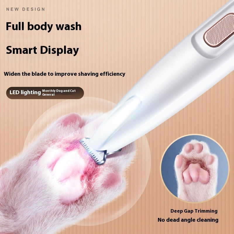 Pets Dog Paw Trimmer With LED Light Fully Waterproof Pet Hair Trimmer With LED Display Dog Clippers For Grooming Widen Blade